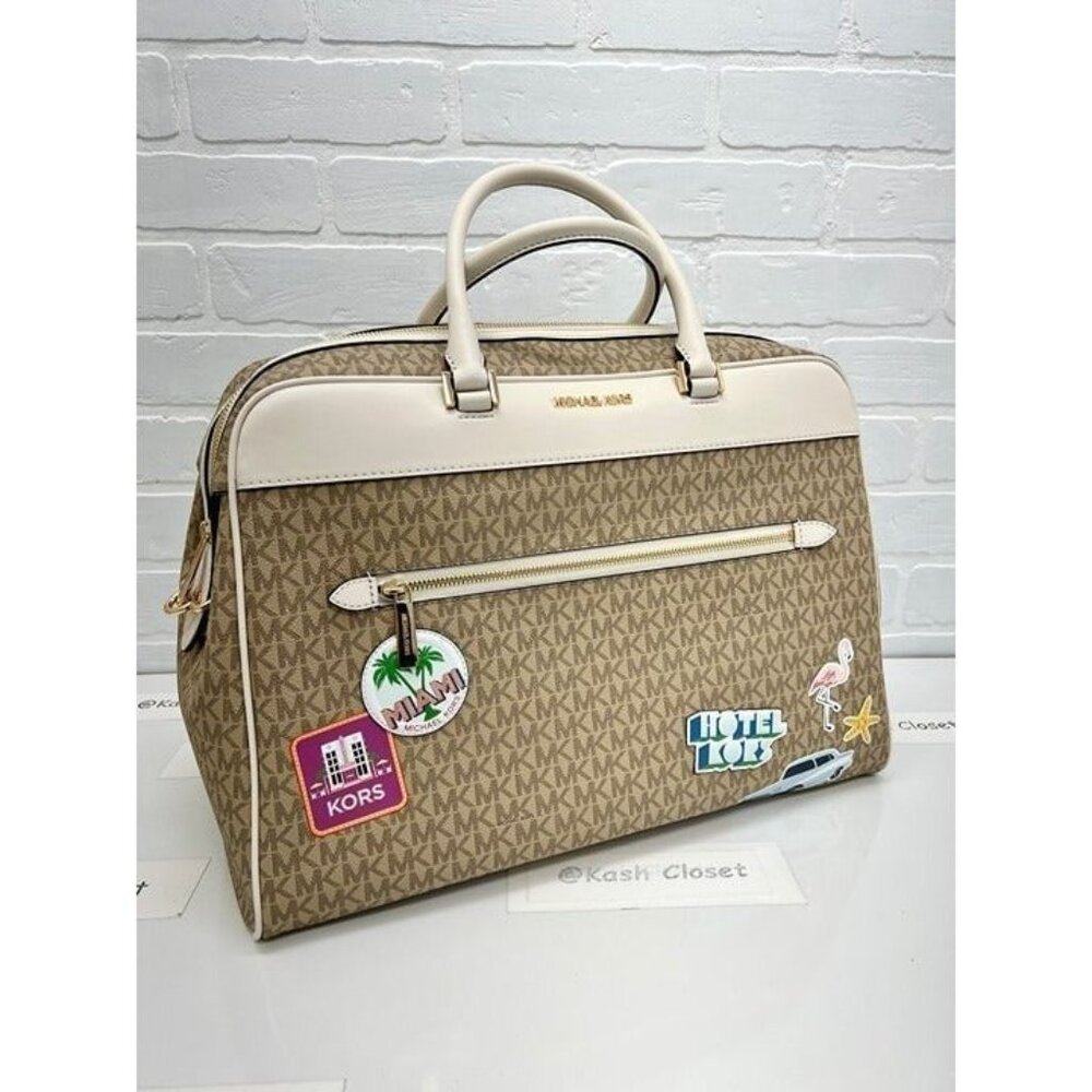 Michael Kors weekender travel bag top zip large jet set girls travel light cream - Picture 2 of 11